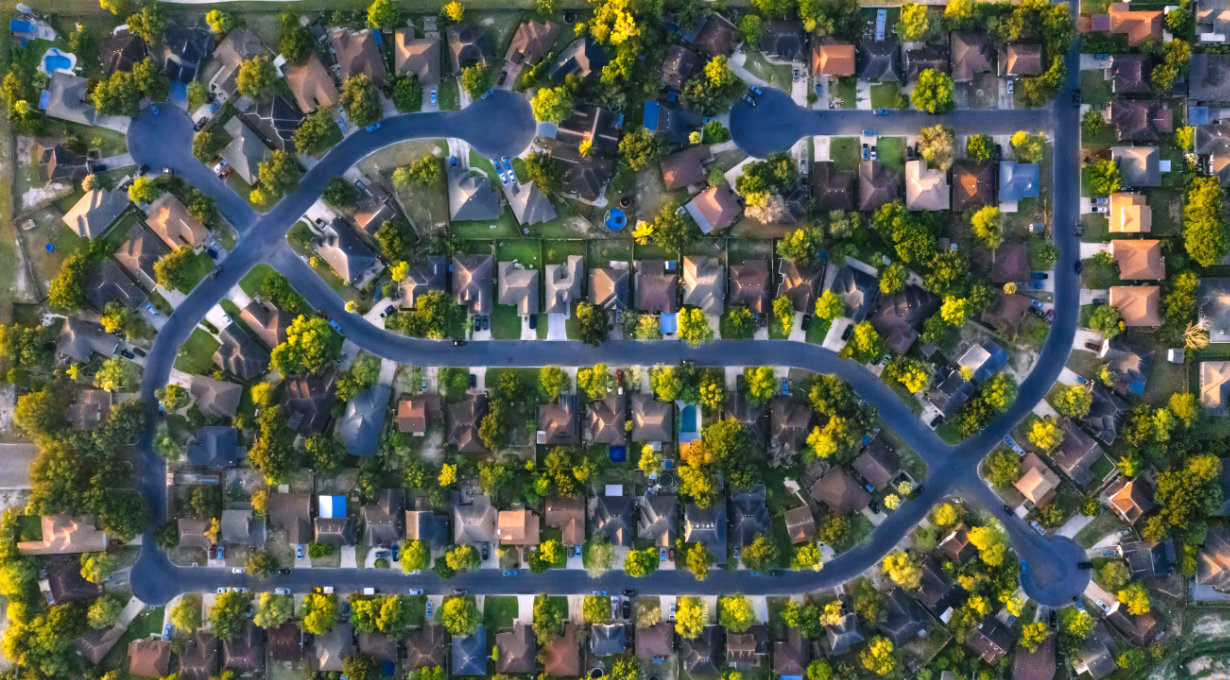 Overhead view of a subdivision